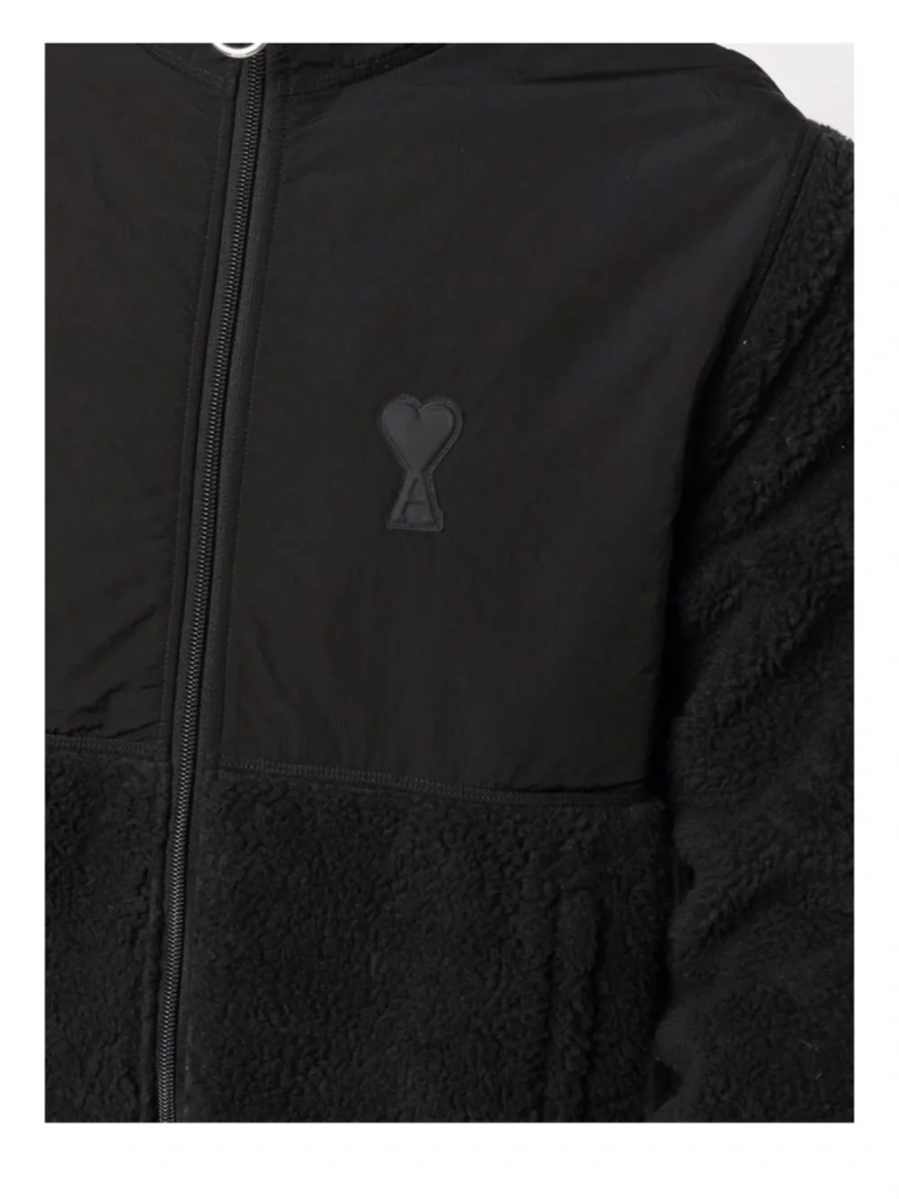AMI Paris Black Reversible-style Fleece Jacket with Purple Trim - Picture 4 of 5